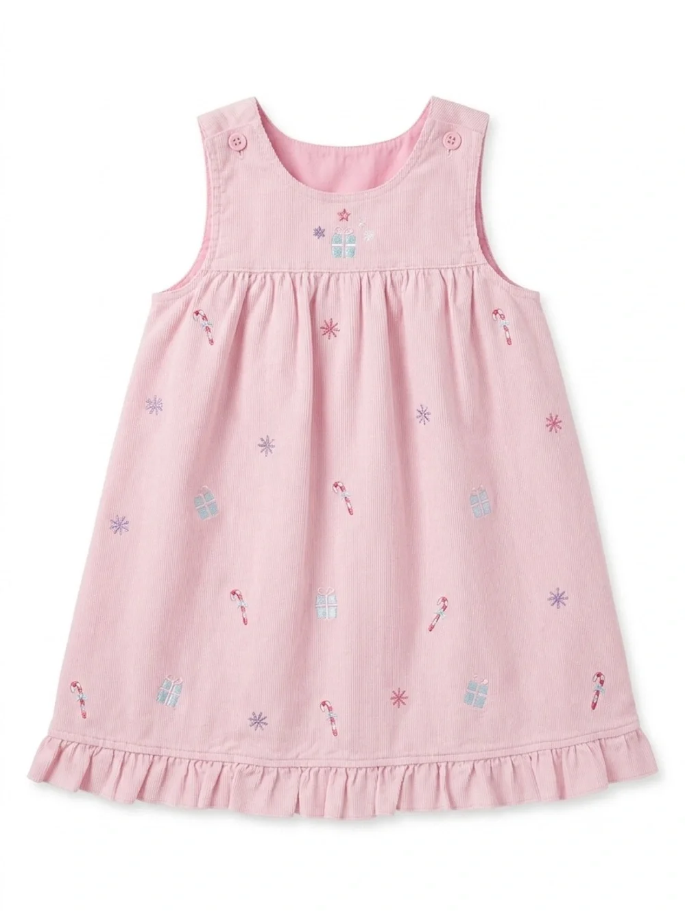 Healthtex Vintage Pink Corduroy Holiday Dress Embroidery Christmas 4T